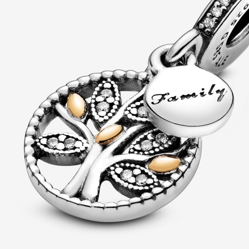 Family Tree Silver Dangle With