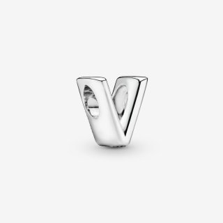 Letter V Silver Charm