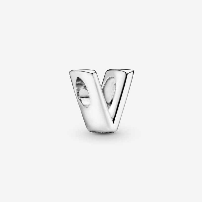 Letter V Silver Charm