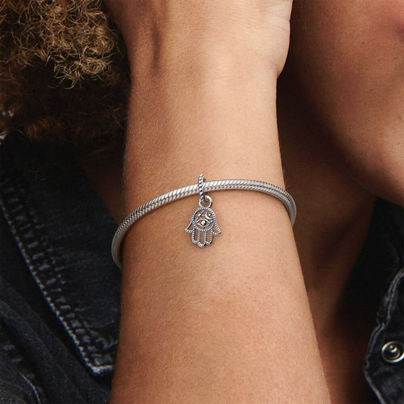 Hamsa Hand Sterling Silver Dangle