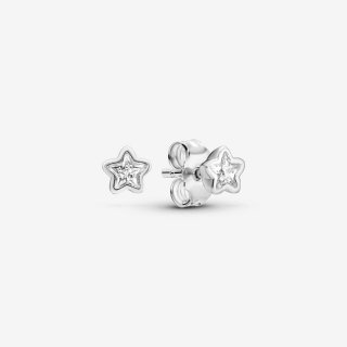 Star Silver Stud Earrings With