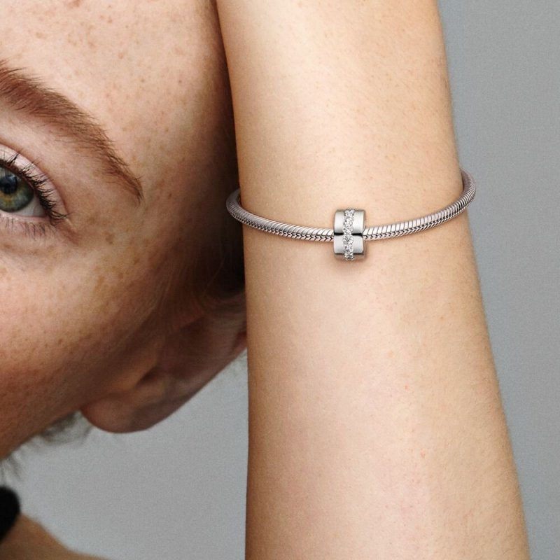 Silver Clip With Clear Cubic Zirconia