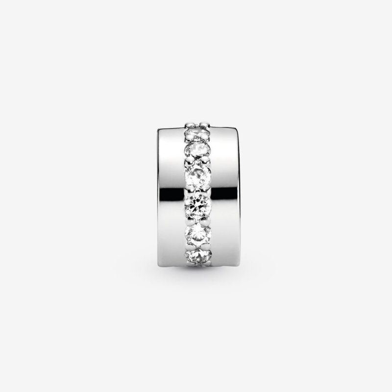 Silver Clip With Clear Cubic Zirconia