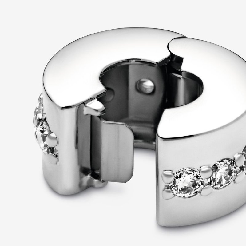 Silver Clip With Clear Cubic Zirconia