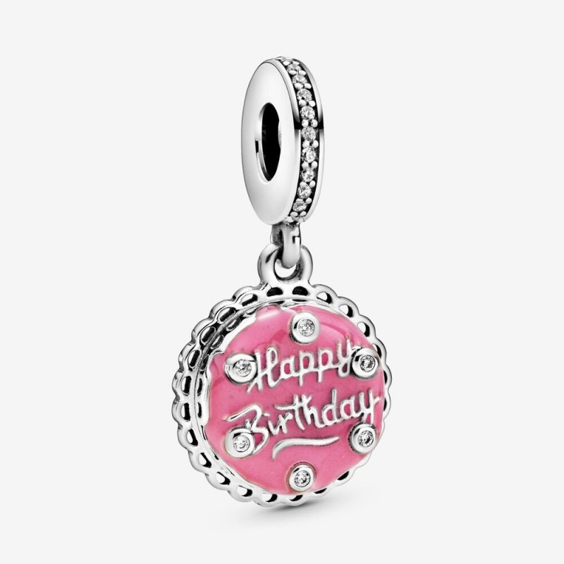 Charm Pendente Torta Di Compleanno Rosa