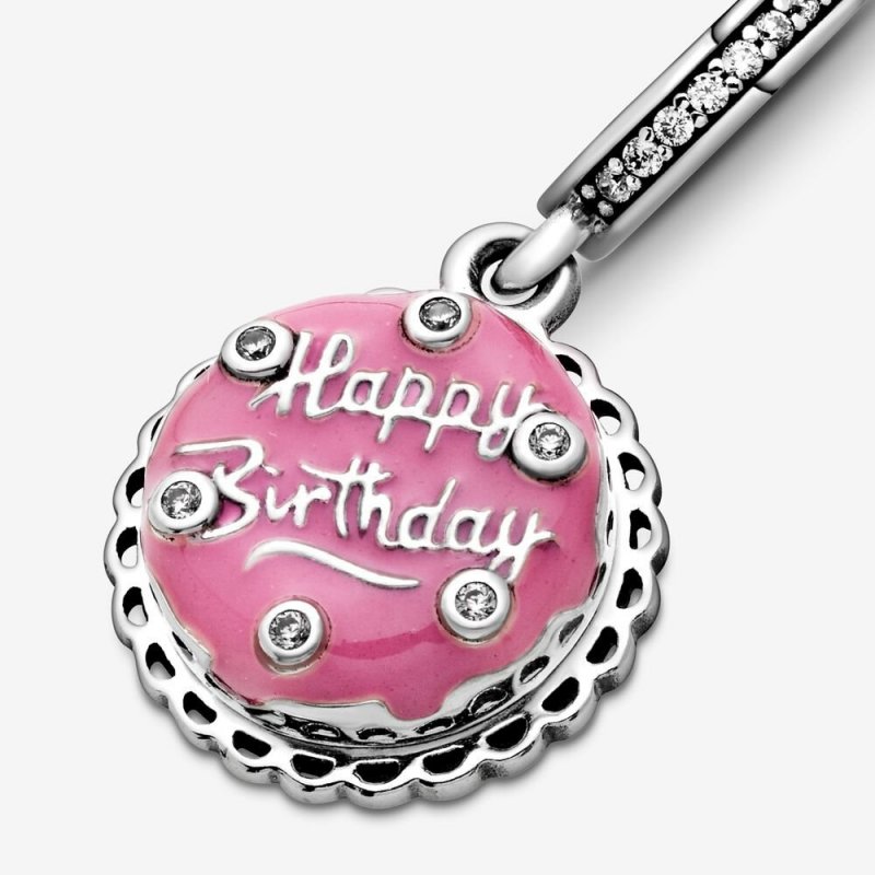 Charm Pendente Torta Di Compleanno Rosa