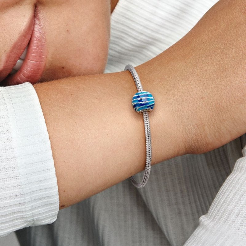 Water Silver Charm With Mixed