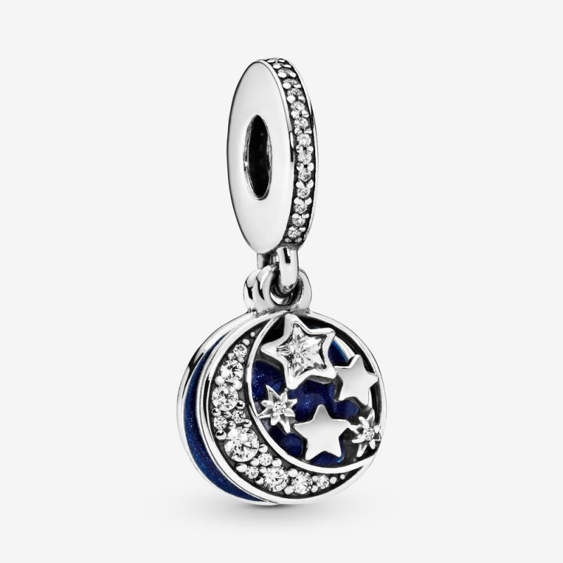 Moon And Star Silver Dangle Wi