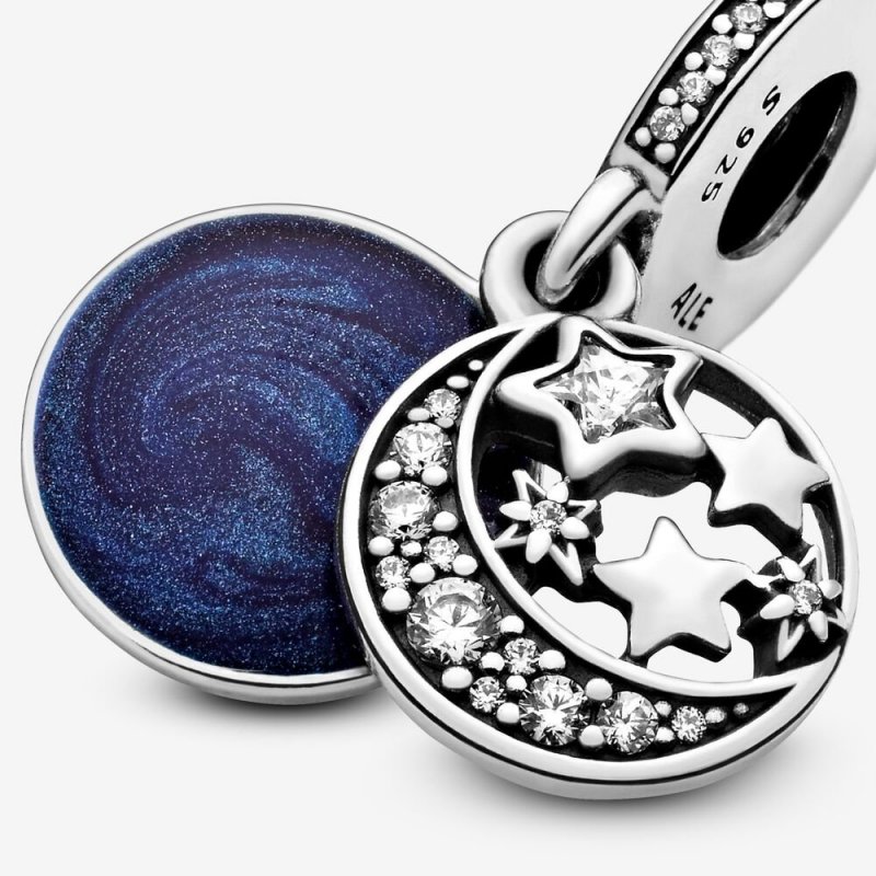 Moon And Star Silver Dangle Wi