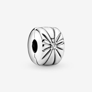 Sterling Silver Clip With Clear Cubic Zi