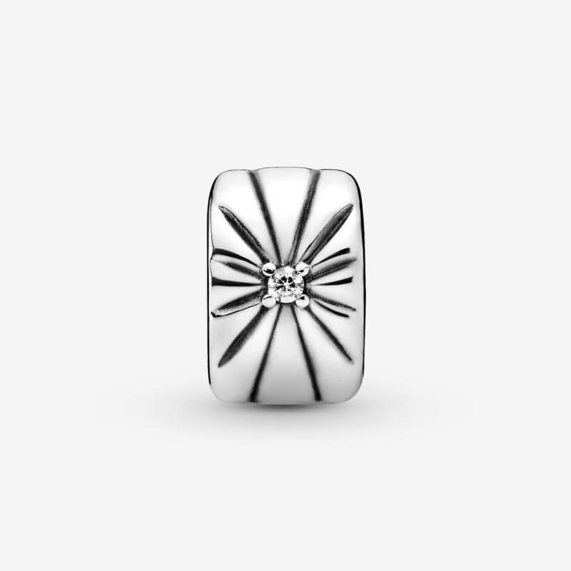 Sterling Silver Clip With Clear Cubic Zi