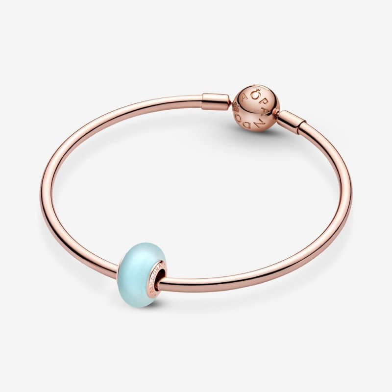 Charm In Vetro Di Murano Blu Opaco