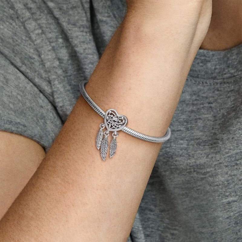 Dreamcatcher Sterling Silver Heart Charm