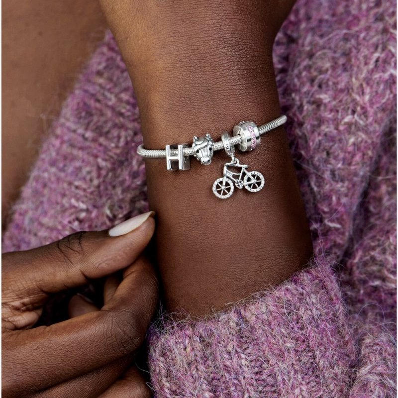 Silver Clip With Pink Cubic Zirconia