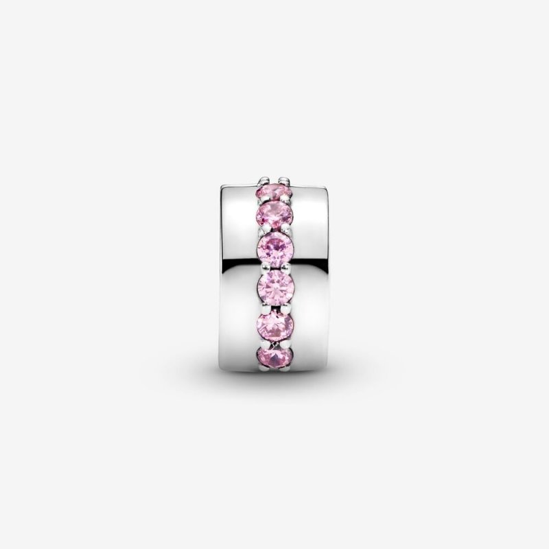 Silver Clip With Pink Cubic Zirconia