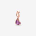 Charm Pendente Cuore Obliquo Con Pavè Viola