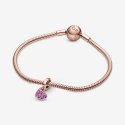 Charm Pendente Cuore Obliquo Con Pavè Viola