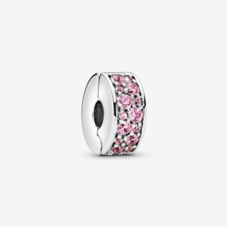 Silver Clip With Pink Cubic Zi