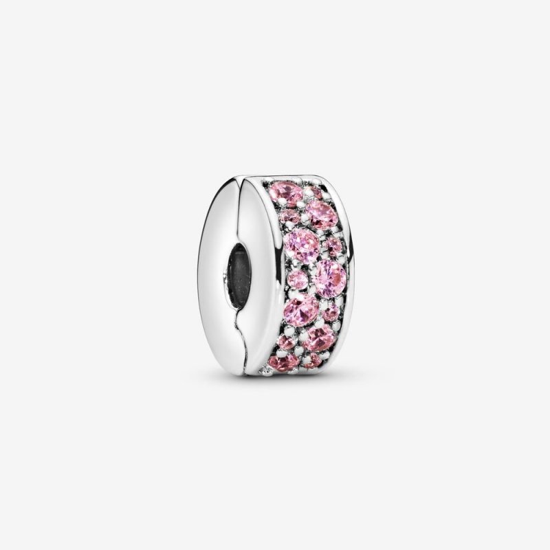 Silver Clip With Pink Cubic Zi