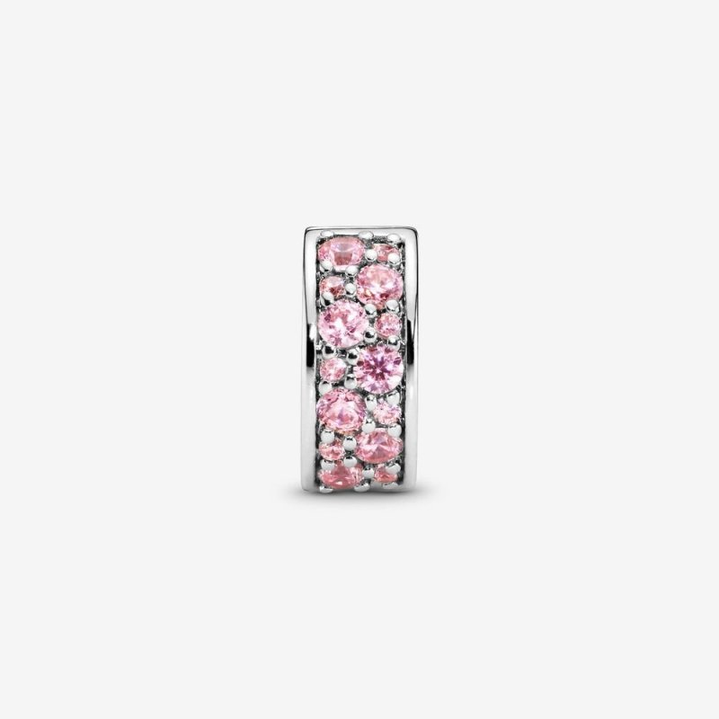 Silver Clip With Pink Cubic Zi