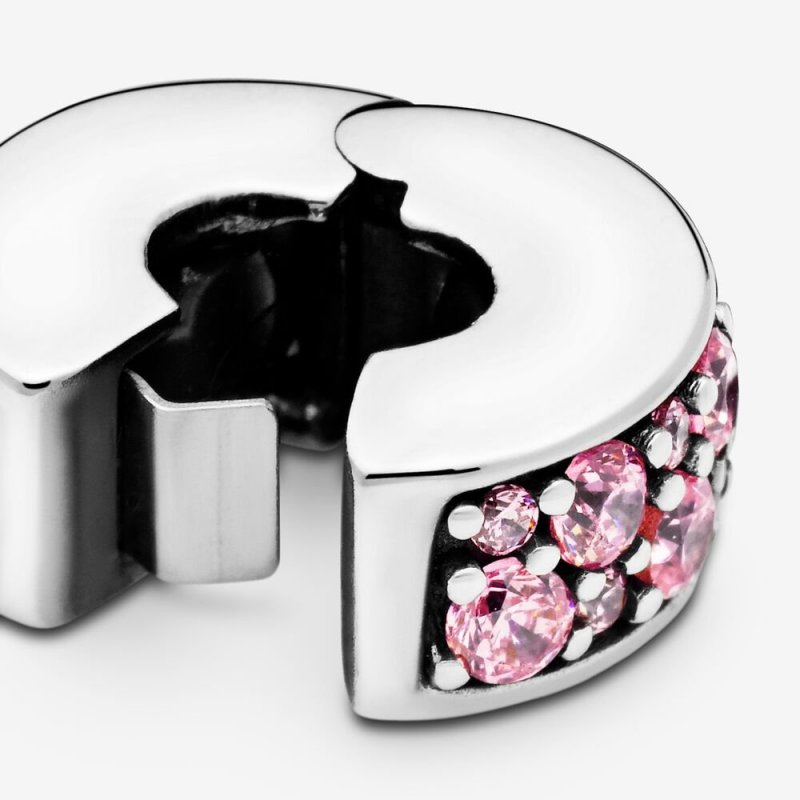 Silver Clip With Pink Cubic Zi
