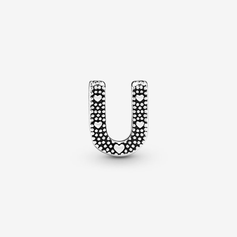 Letter U Silver Charm