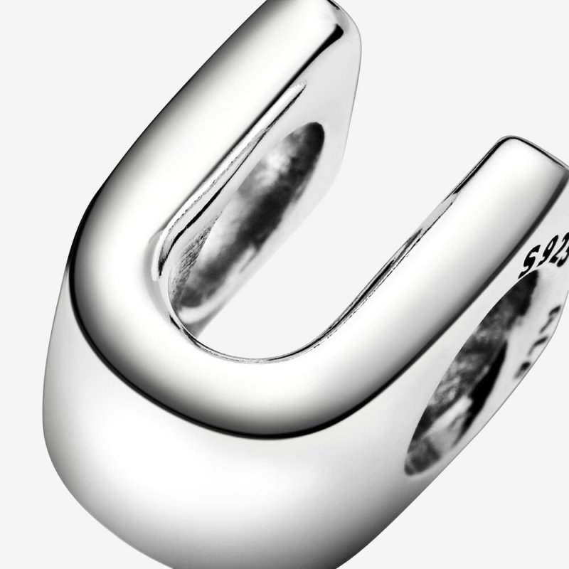 Letter U Silver Charm