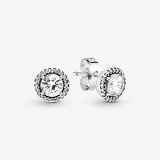 Silver Stud Earrings With Clear Cubic Zi