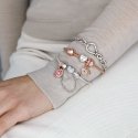 Daughter Heart Silver Charm With Pink Cu