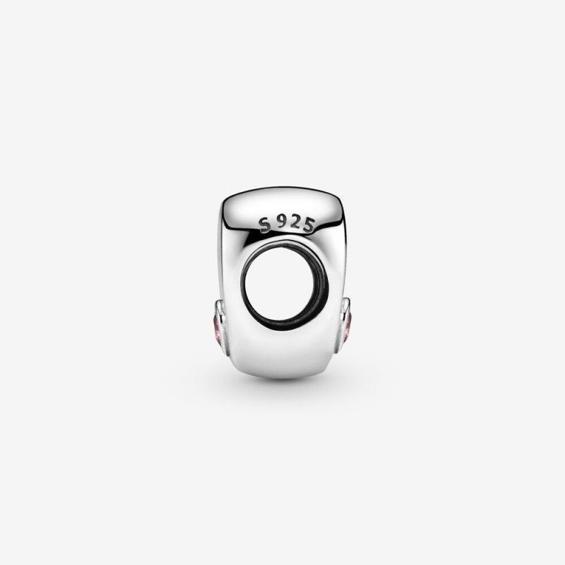 Daughter Heart Silver Charm With Pink Cu