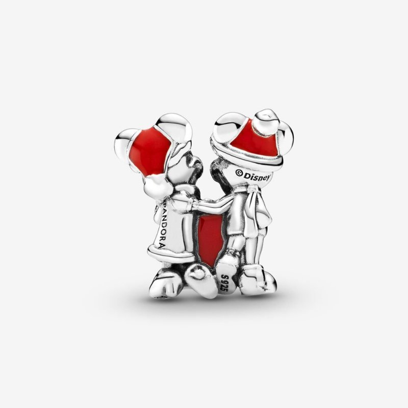 Disney, Charm Mickey Mouse E Minnie Con Pacchetto Regalo
