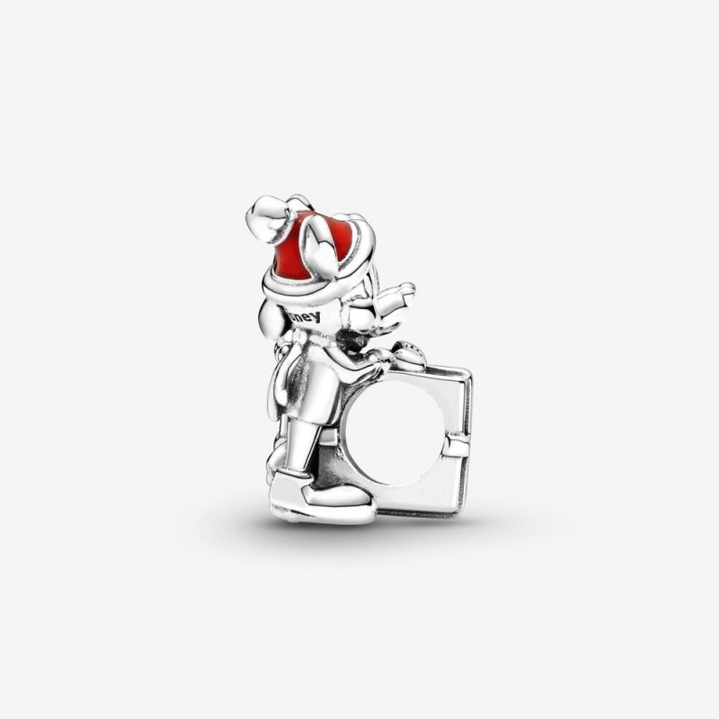 Disney, Charm Mickey Mouse E Minnie Con Pacchetto Regalo