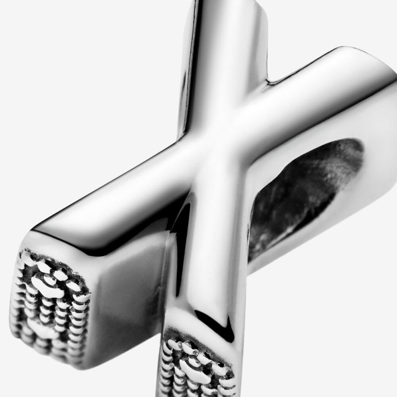 Letter X Silver Charm