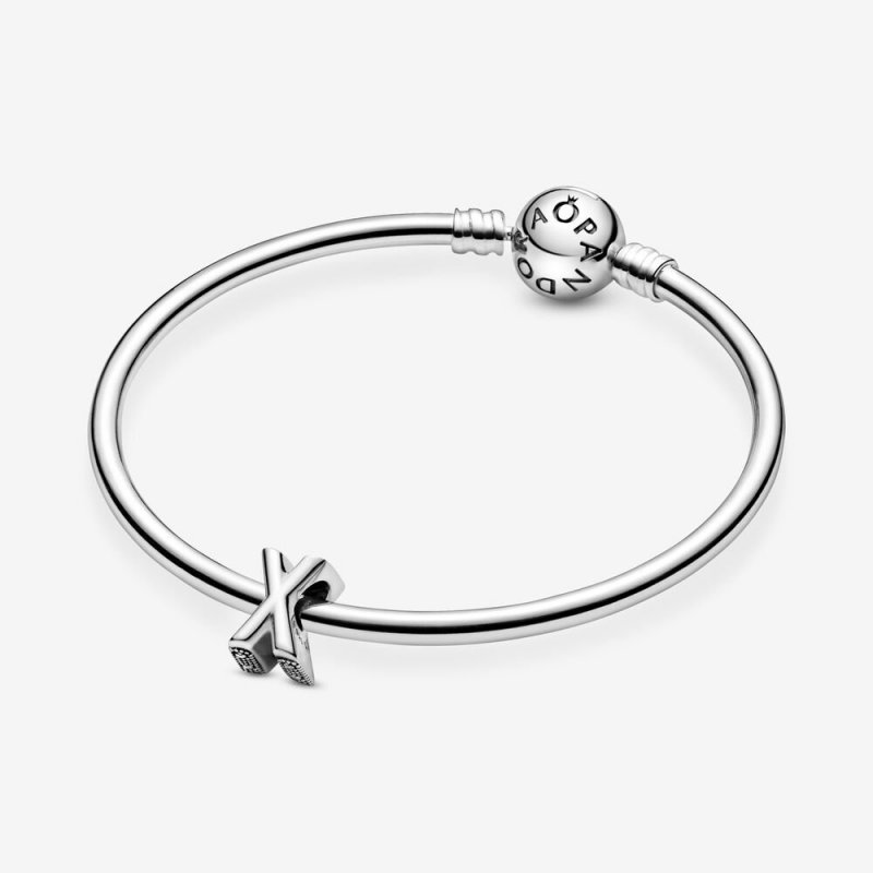Letter X Silver Charm