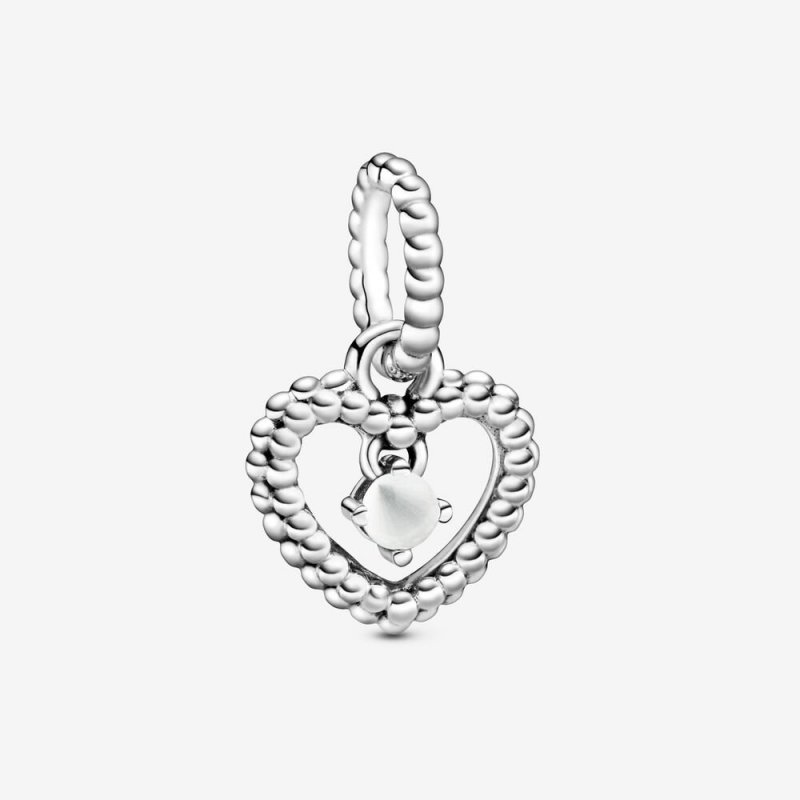 Heart Sterling Silver Dangle With Milky