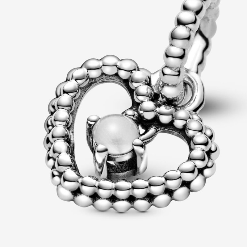 Heart Sterling Silver Dangle With Milky