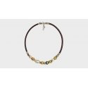 Collane In Cuoio 5 Mm Con Elementi In Oro Lavorato A Mano, Argento E Perle Naturali.