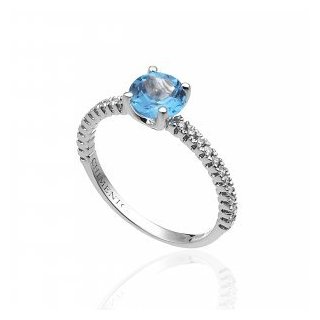 Chimento - Anello Oro Bianco - Diamanti E Topazio