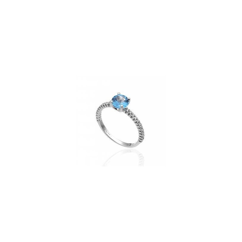 Chimento - Anello Oro Bianco - Diamanti E Topazio