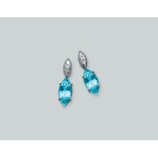 Miluna - Orecchini B Diam+Top.Azzurro - Donna
