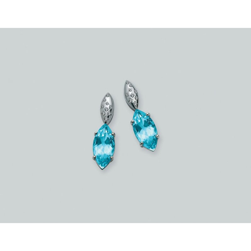 Miluna - Orecchini B Diam+Top.Azzurro - Donna