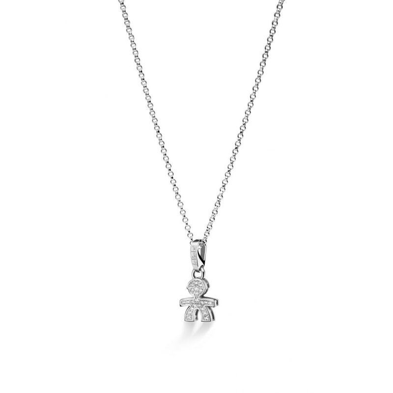 I Pavé Mini ♡ Ciondolo Bimbo Oro Bianco E Diamanti