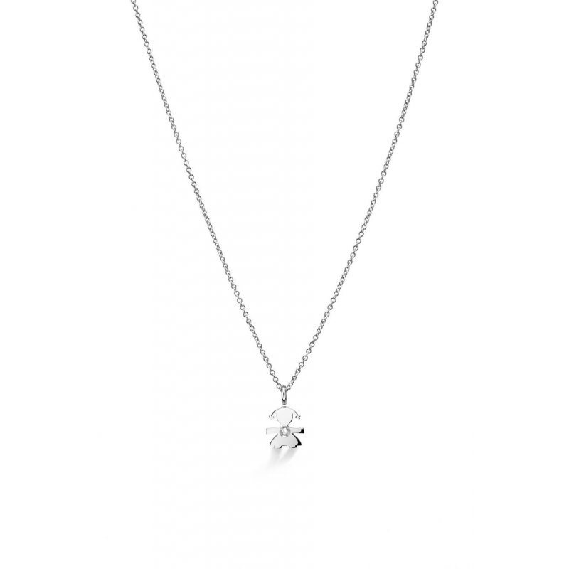 Le Briciole ♡ Ciondolo Bimba Oro Bianco E Diamante