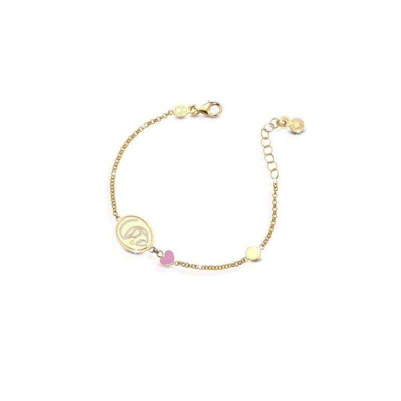 Proteggimi ♡ Bracciale Oro Giallo Madonnina E Cuore