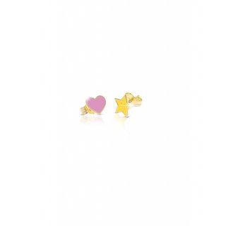 Fortuna ♡ Orecchini Oro Giallo Cuore E Stella