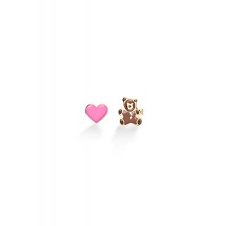 Toys ♡ Orecchini Oro Giallo Cuore E Orsetto