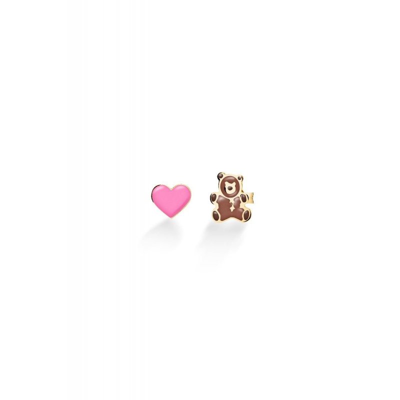 Toys ♡ Orecchini Oro Giallo Cuore E Orsetto