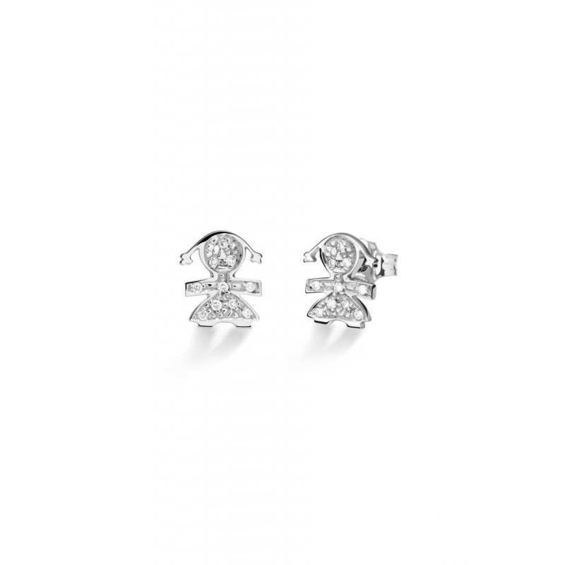 Le Bebe' - Orecchini Bimba - Oro Bianco - Diamanti