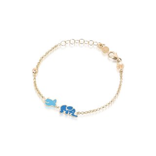 Fortuna ♡ Bracciale Oro Giallo Elefante E Topolino