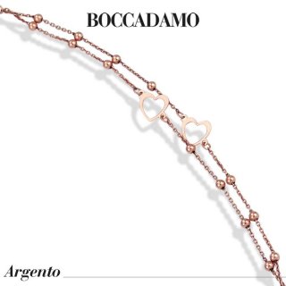 Boccadamo - Bracciale Doppio Filo - Oro Rosa - Cuori